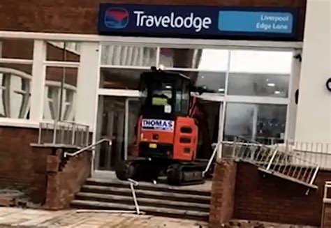 mini digger driver travelodge|Digger driver John Manley who destroyed Travelodge because .